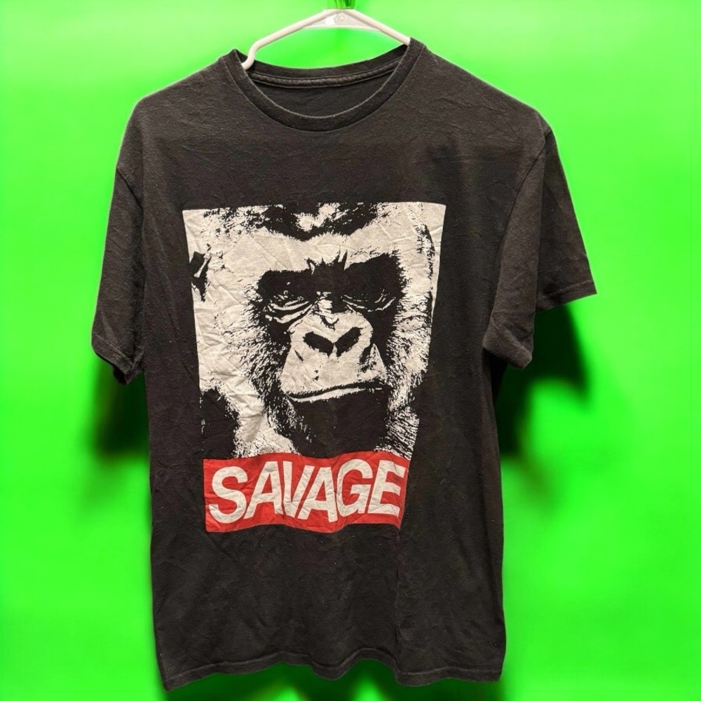 Stonerrillas savage Black Gorilla Graphic T-Shirt MEDIUM